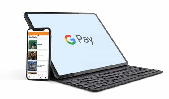 Uno smartphone connesso al sito di casinò SNAI con Google Pay