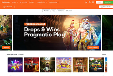 La home page del sito di Betsson