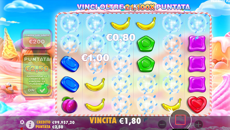 La schermata di gioco della slot Sweet Bonanza