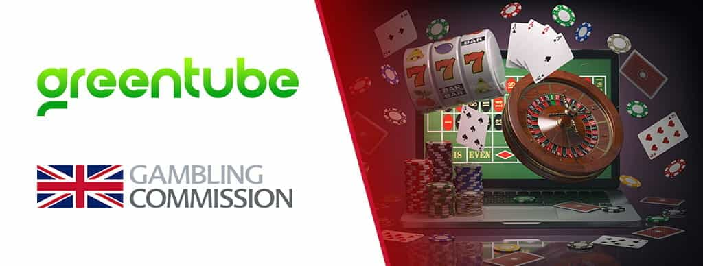 Giochi casino online, logo Greentube e logo UK Gambling Commission.