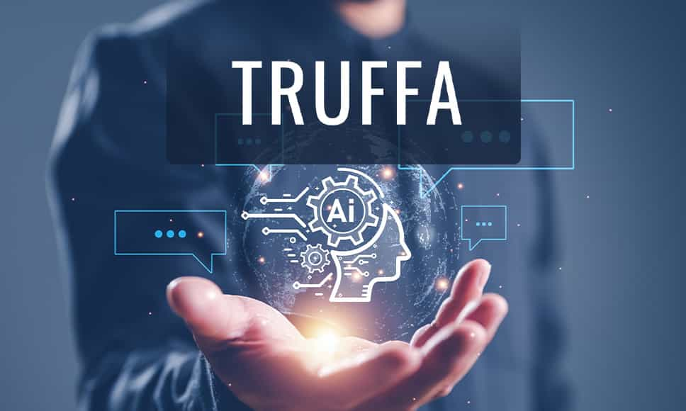 Intelligenza artificiale. scritta Truffa