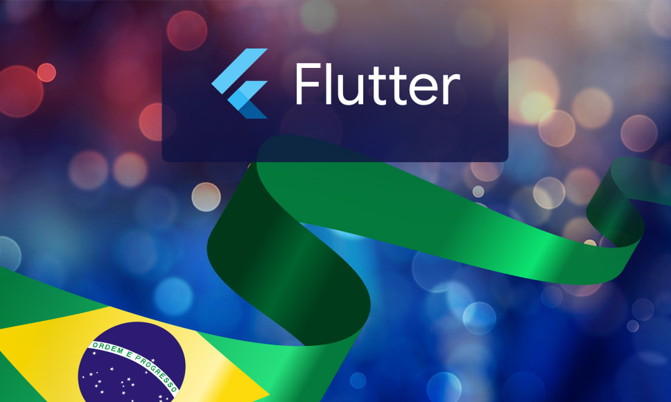 Bandiera del Brasile e logo Flutter