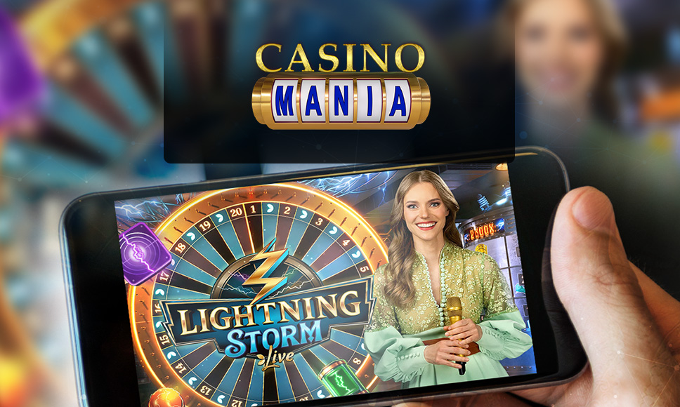 Lightning Storm su mobile e logo CasinoMania