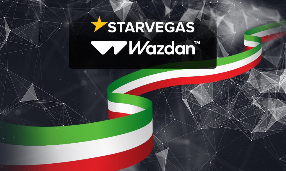 Bandiera italiana e loghi StarVegas e Wazdan