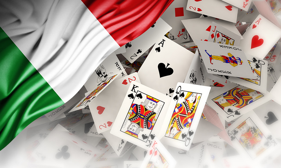 Carte da gioco e bandiera italiana