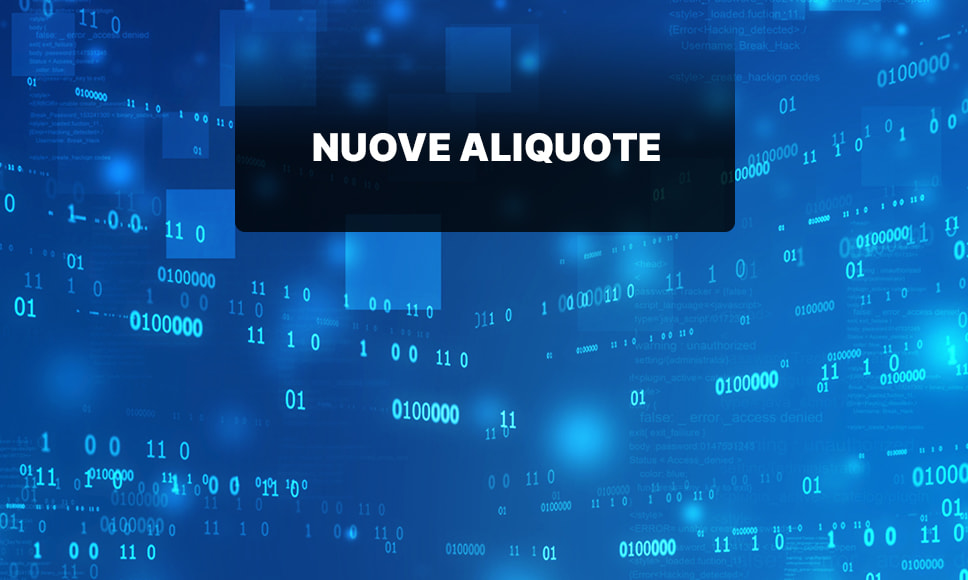 Testo nuove aliquote su sfondo blu e numeri